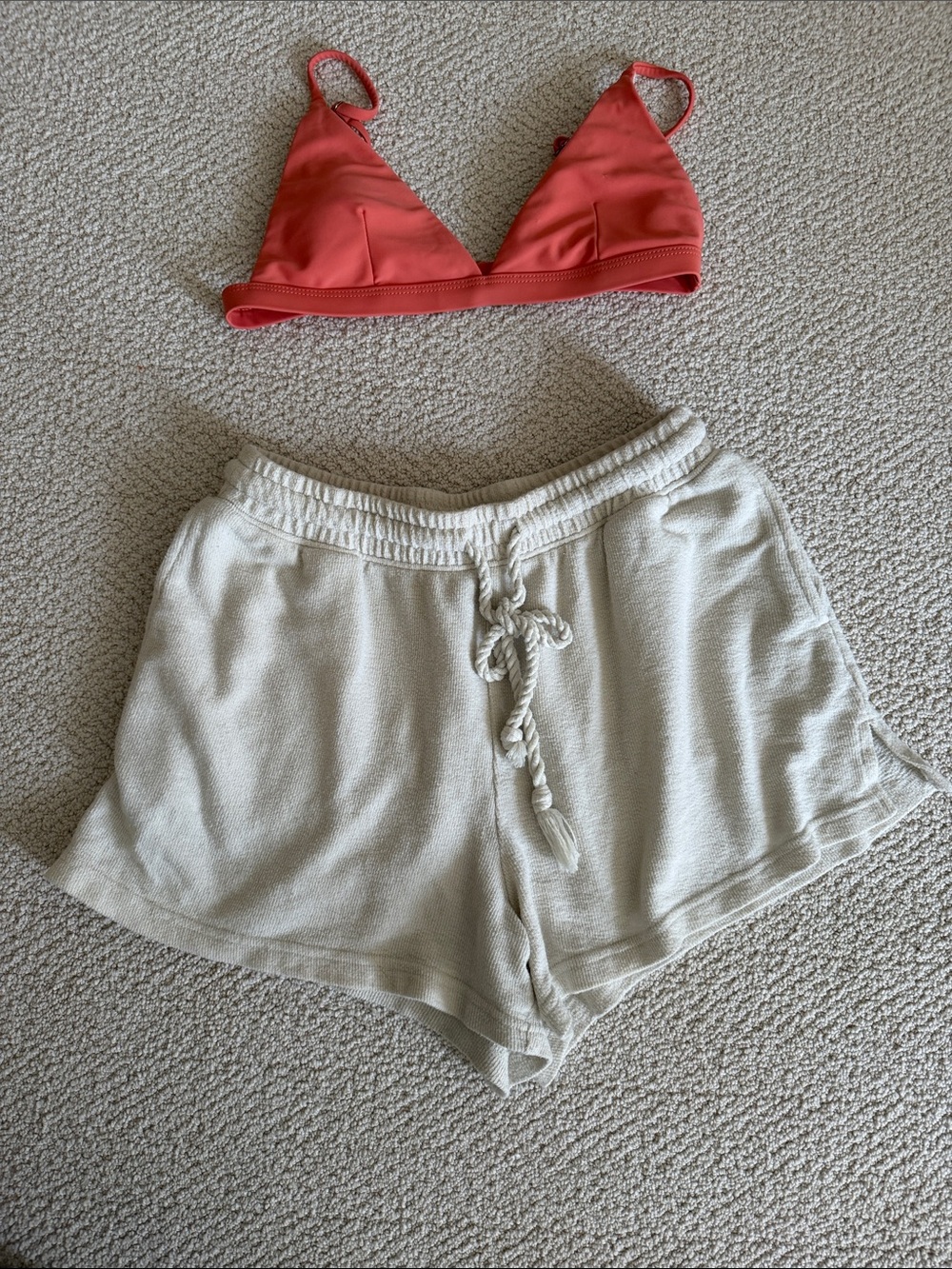 Terry Cloth Cream Towel Shorts